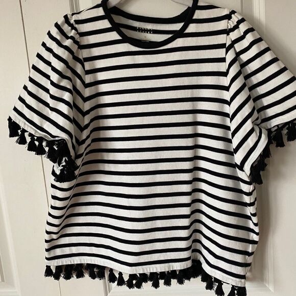 Kate Spade White Striped Crew Neck T-Shirt - Picture 6 of 7
